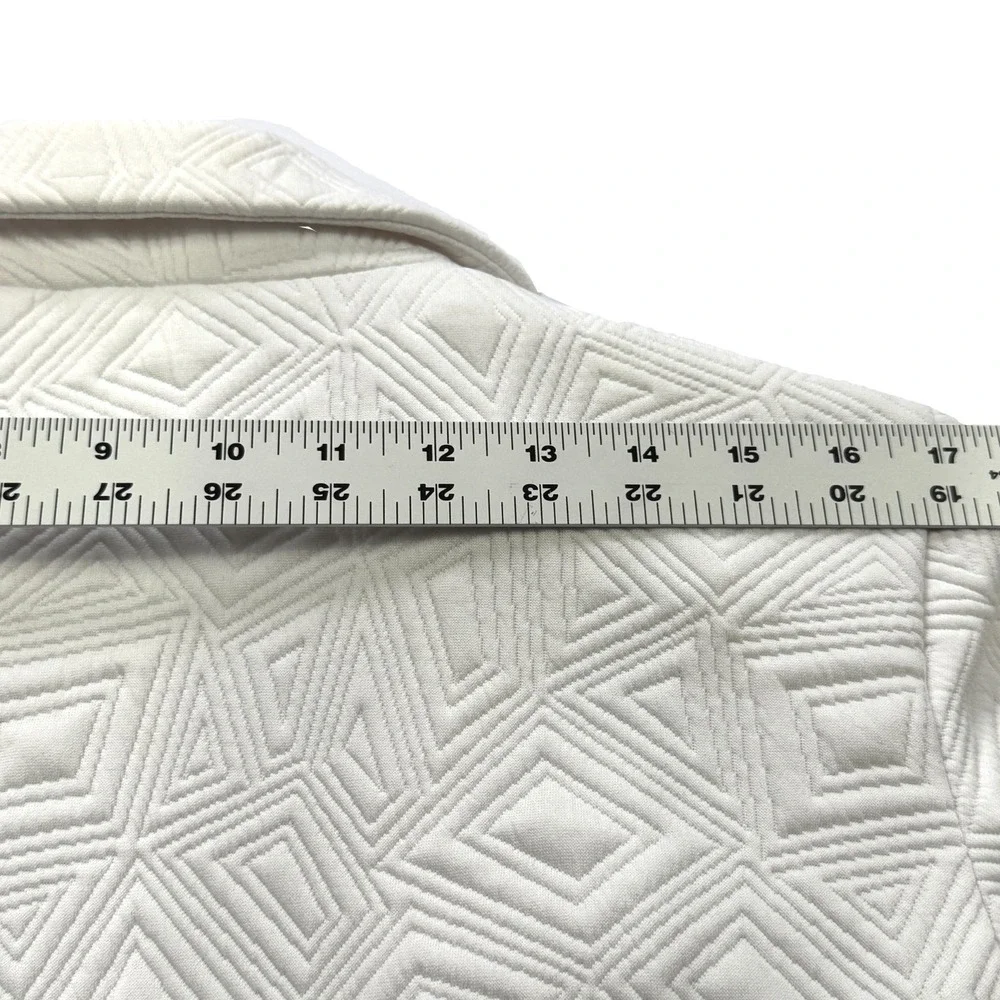 Calvin Klein White Quilted Geometric Pattern Coat Womens 16 Blazer Jacket Open‎